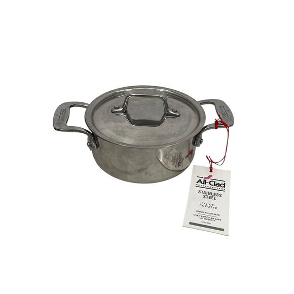 New All-Clad .5 Qt Cocotte With Lid Stainless Steel Dutch Oven - Picture 1 of 8